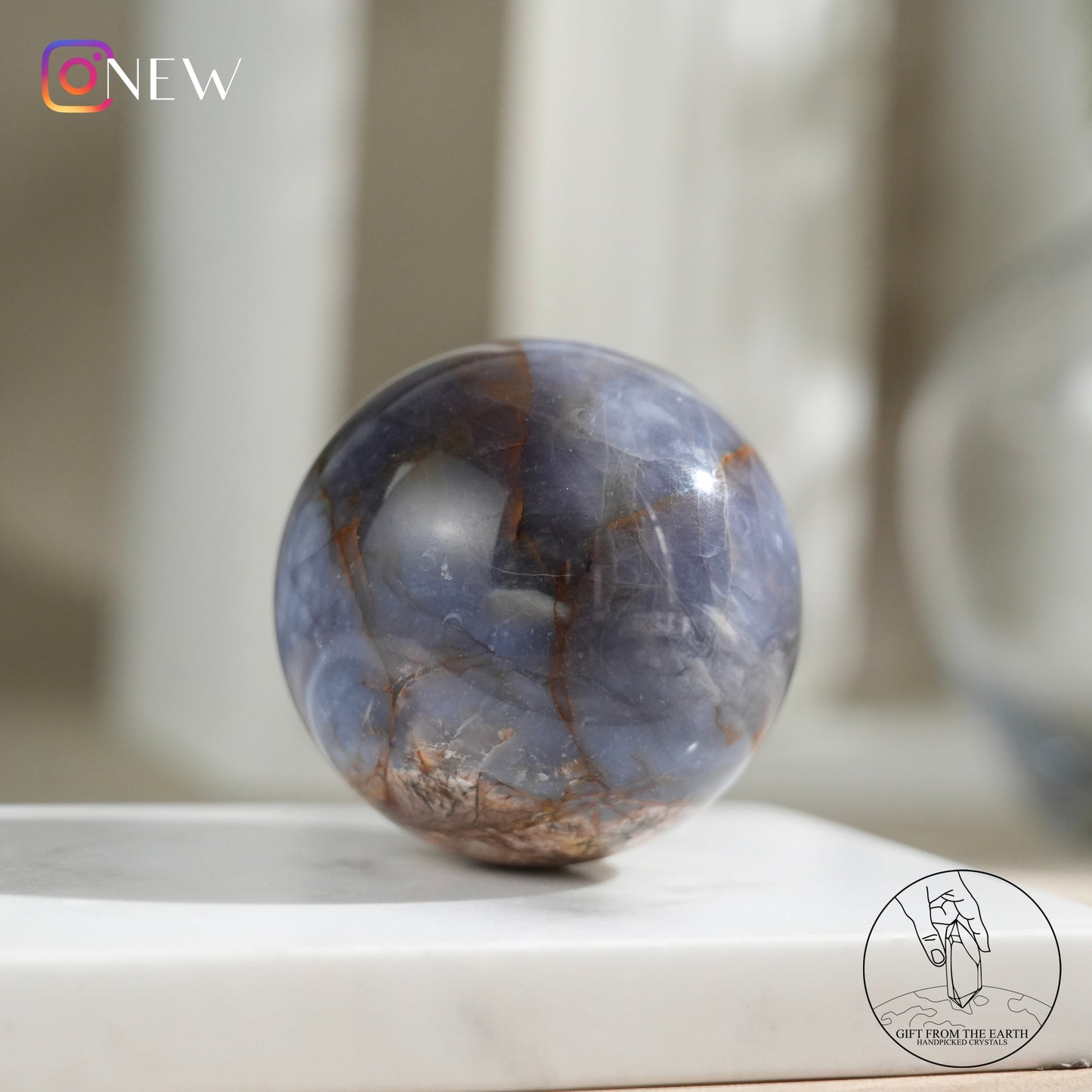 Blue petrified wood sphere