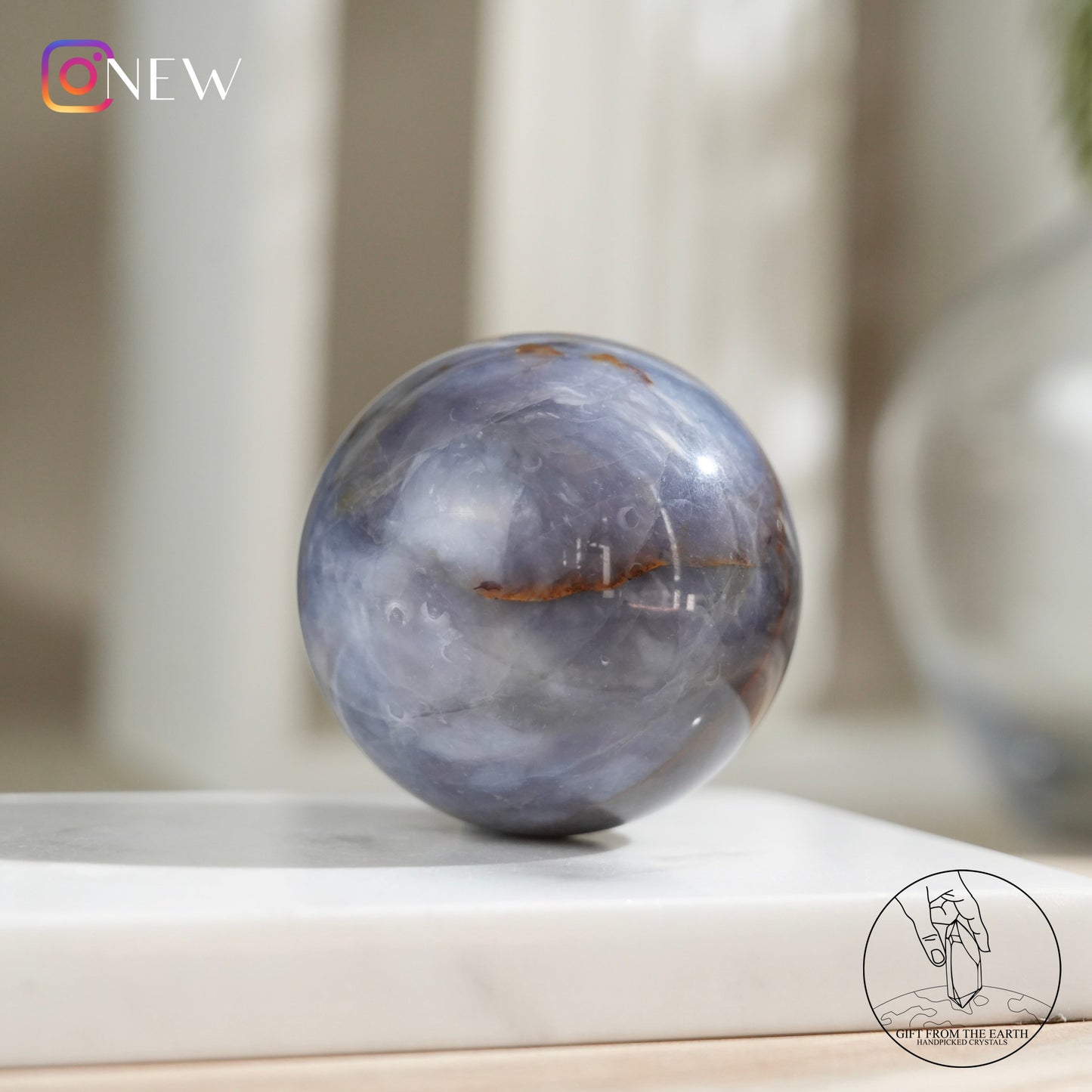 Blue petrified wood sphere