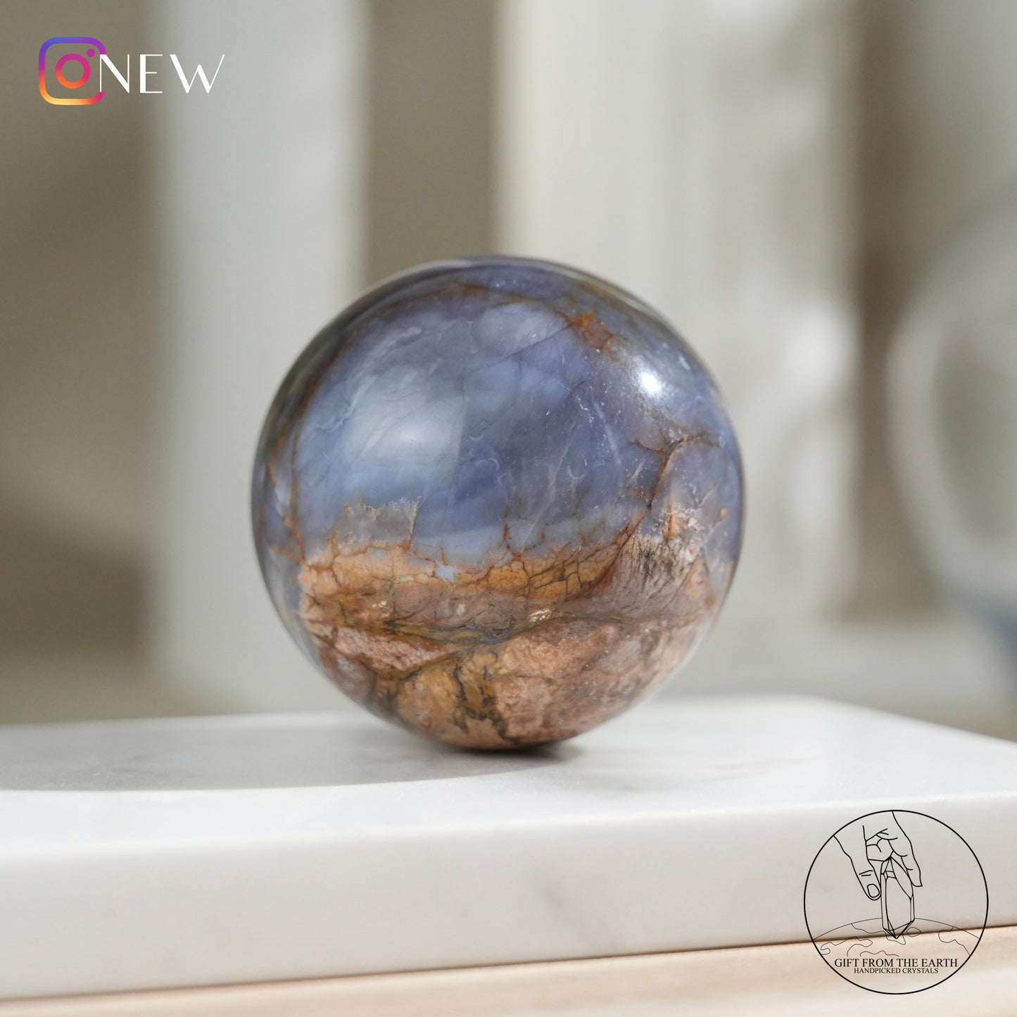 Blue petrified wood sphere