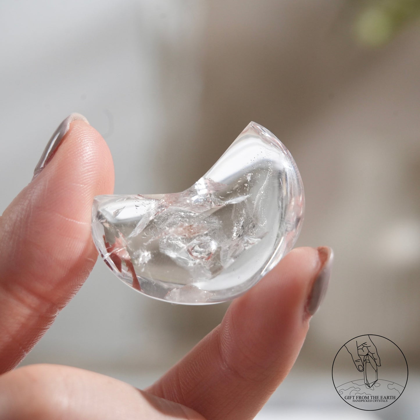 Enhydro clear quartz moon