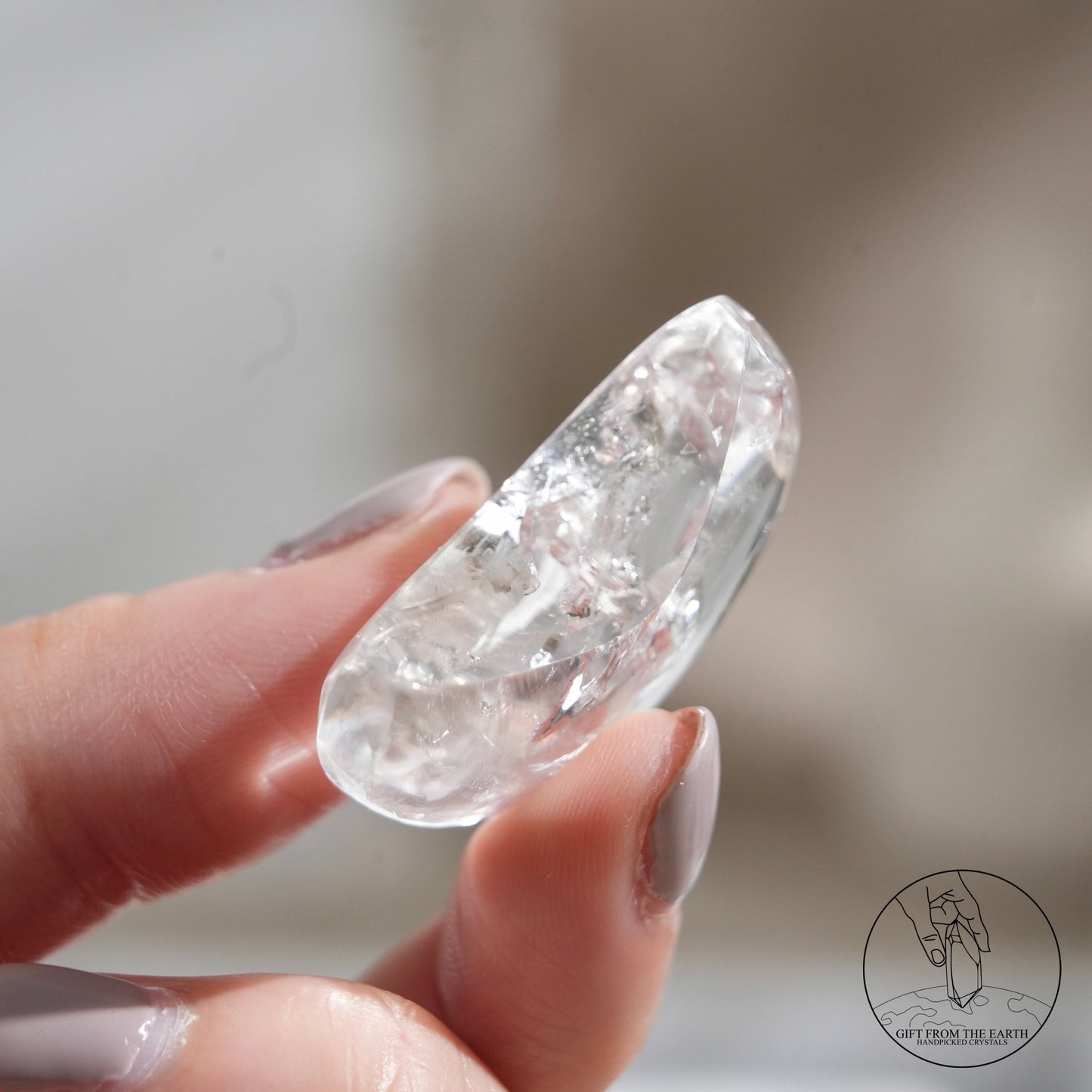 Enhydro clear quartz moon