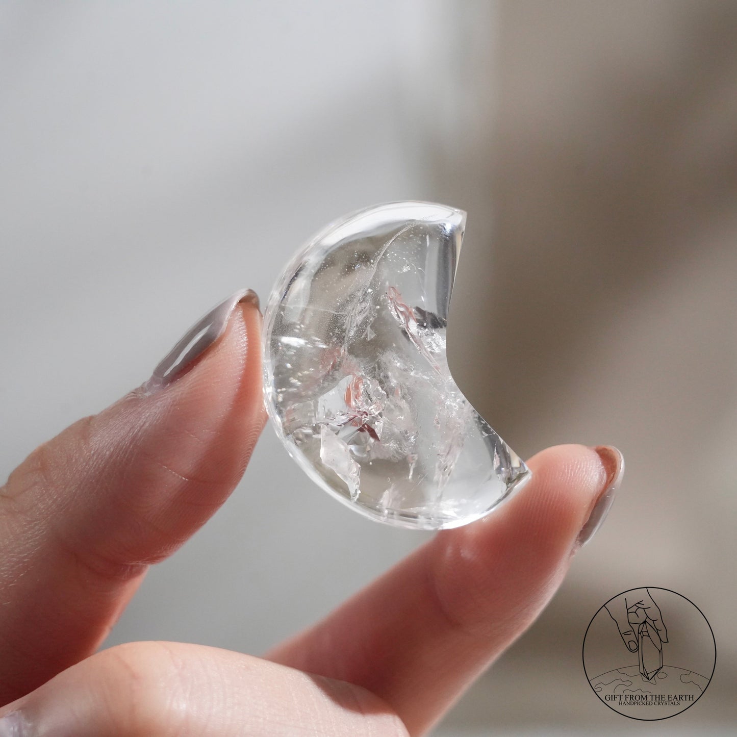 Enhydro clear quartz moon