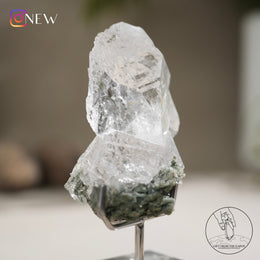 印度喜馬拉雅白水晶綠幽靈、金鈦晶共生