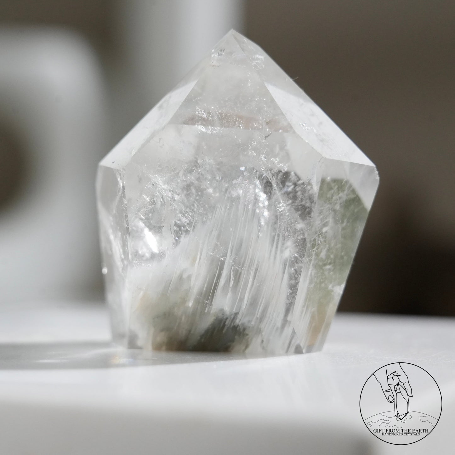 White rabbit hair quartz point