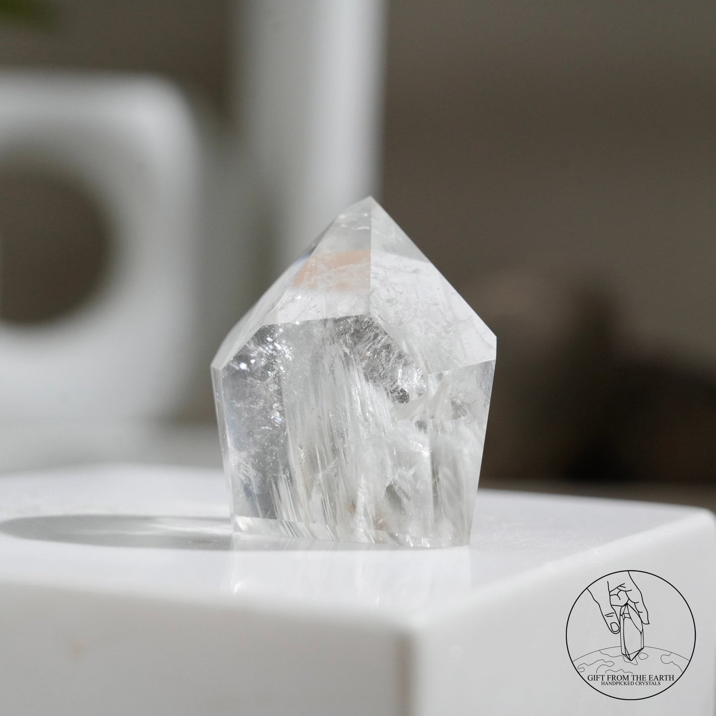 White rabbit hair quartz point