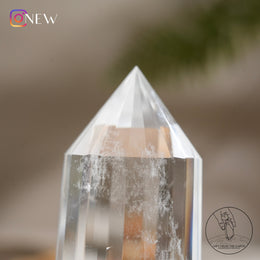 24面藍針白水晶柱