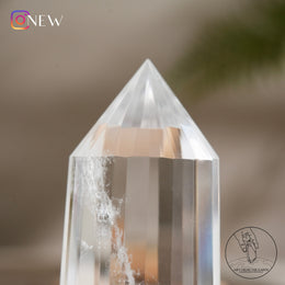24面藍針白水晶柱
