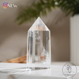 24面藍針白水晶柱