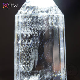24面藍針白水晶柱