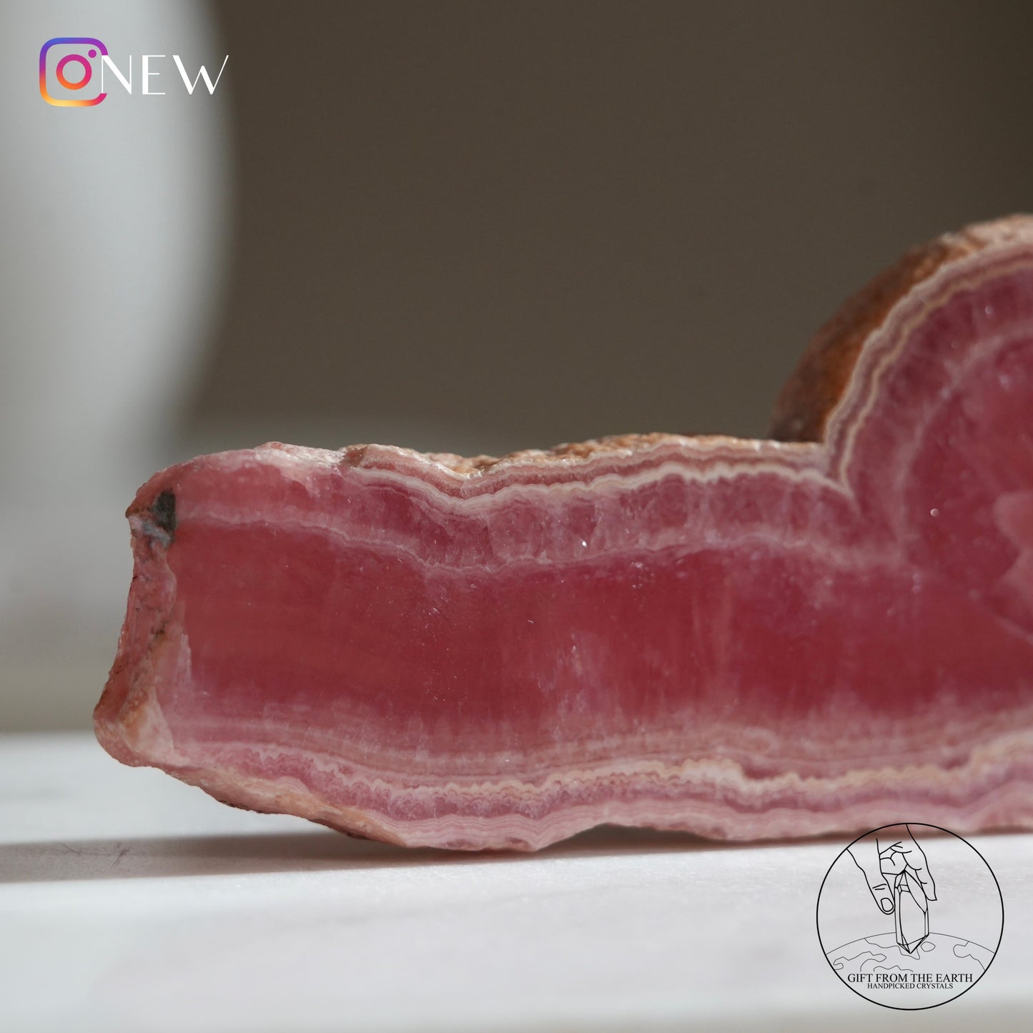 Argentinian rhodochrosite slice