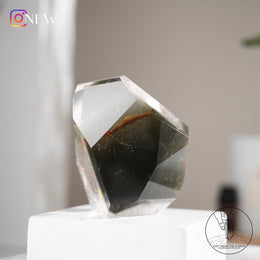 彩虹綠幽靈水晶隨形黃金療癒者共生