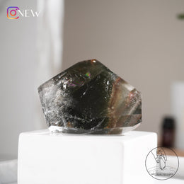 彩虹綠幽靈水晶隨形黃金療癒者共生
