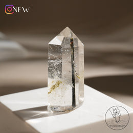 綠碧璽白水晶柱