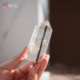 綠碧璽白水晶柱