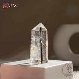 綠碧璽白水晶柱