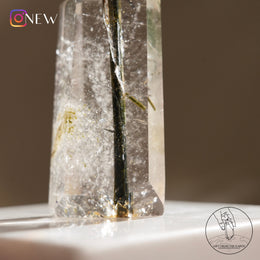 綠碧璽白水晶柱
