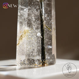 綠碧璽白水晶柱