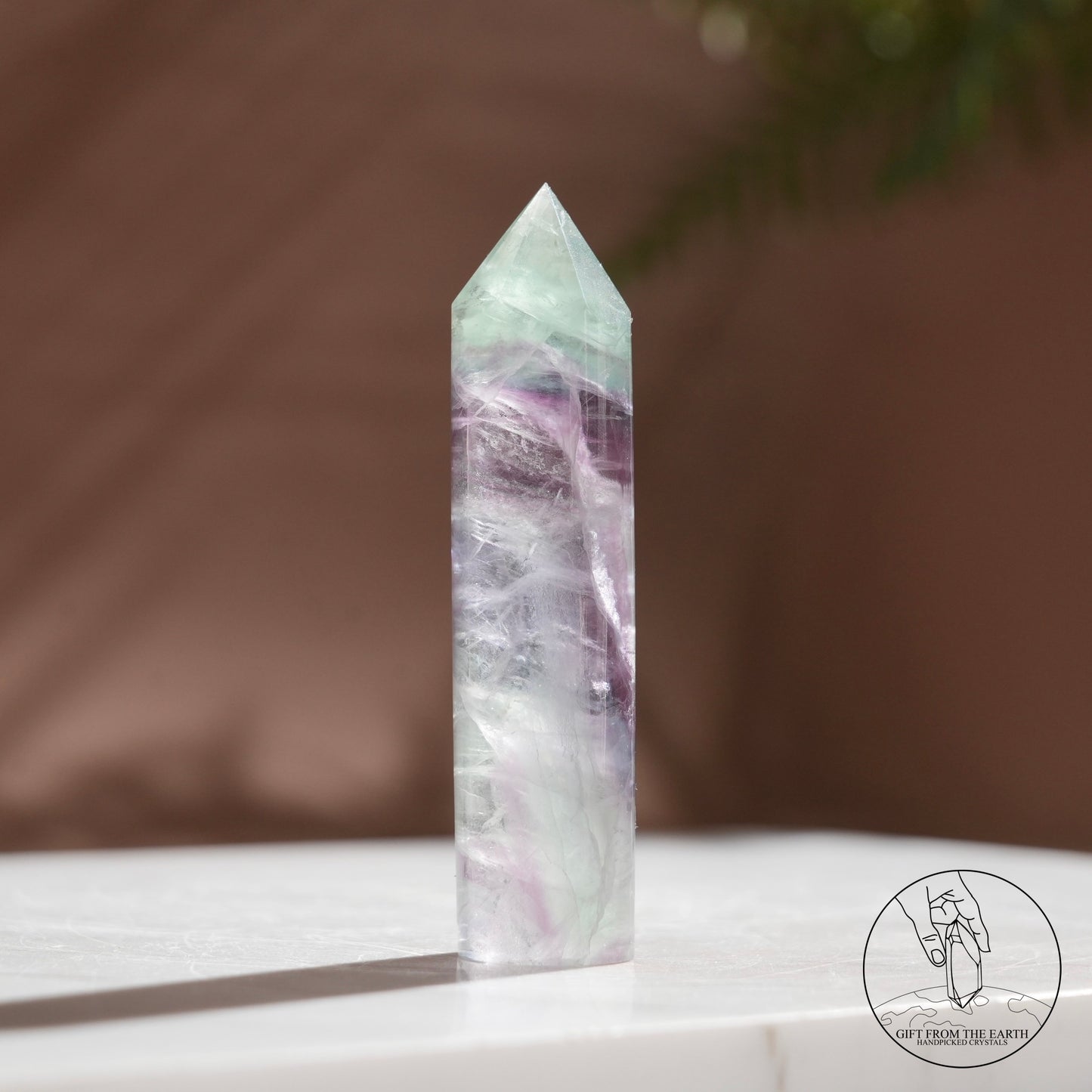 Purple-green fluorite column