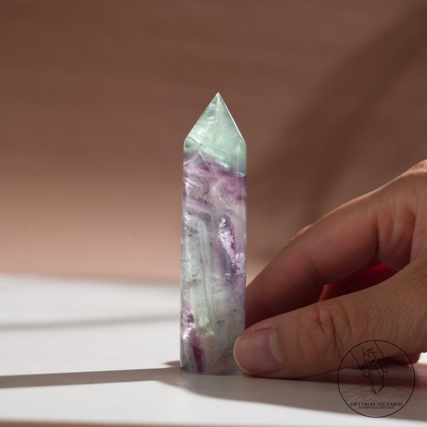 Purple-green fluorite column