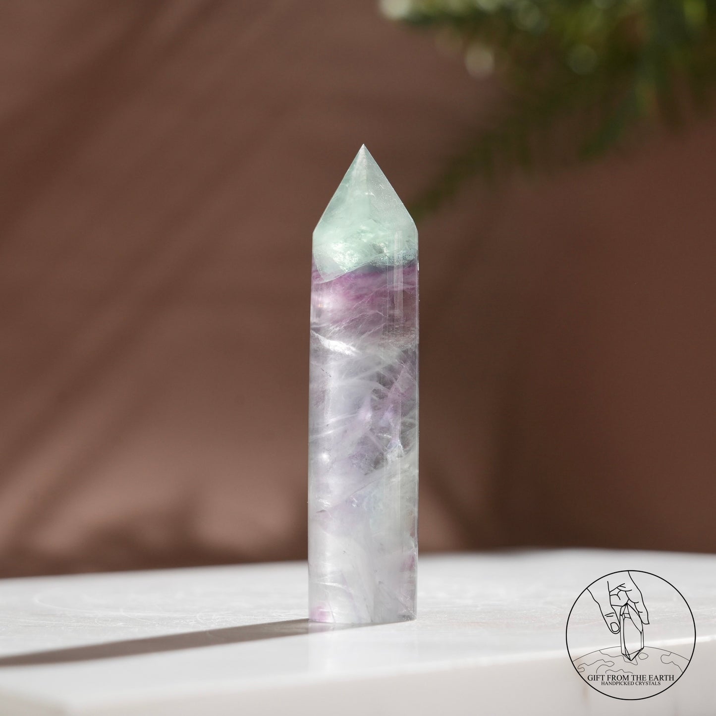 Purple-green fluorite column