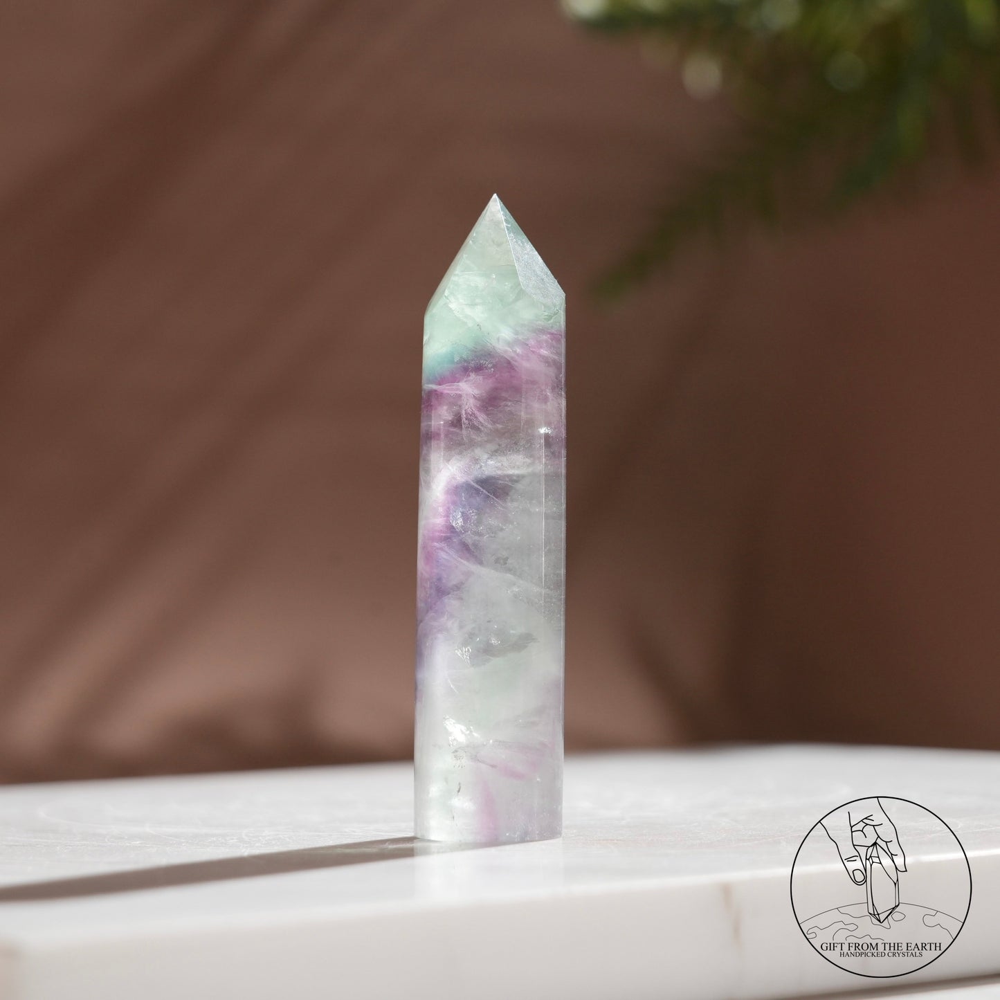 Purple-green fluorite column