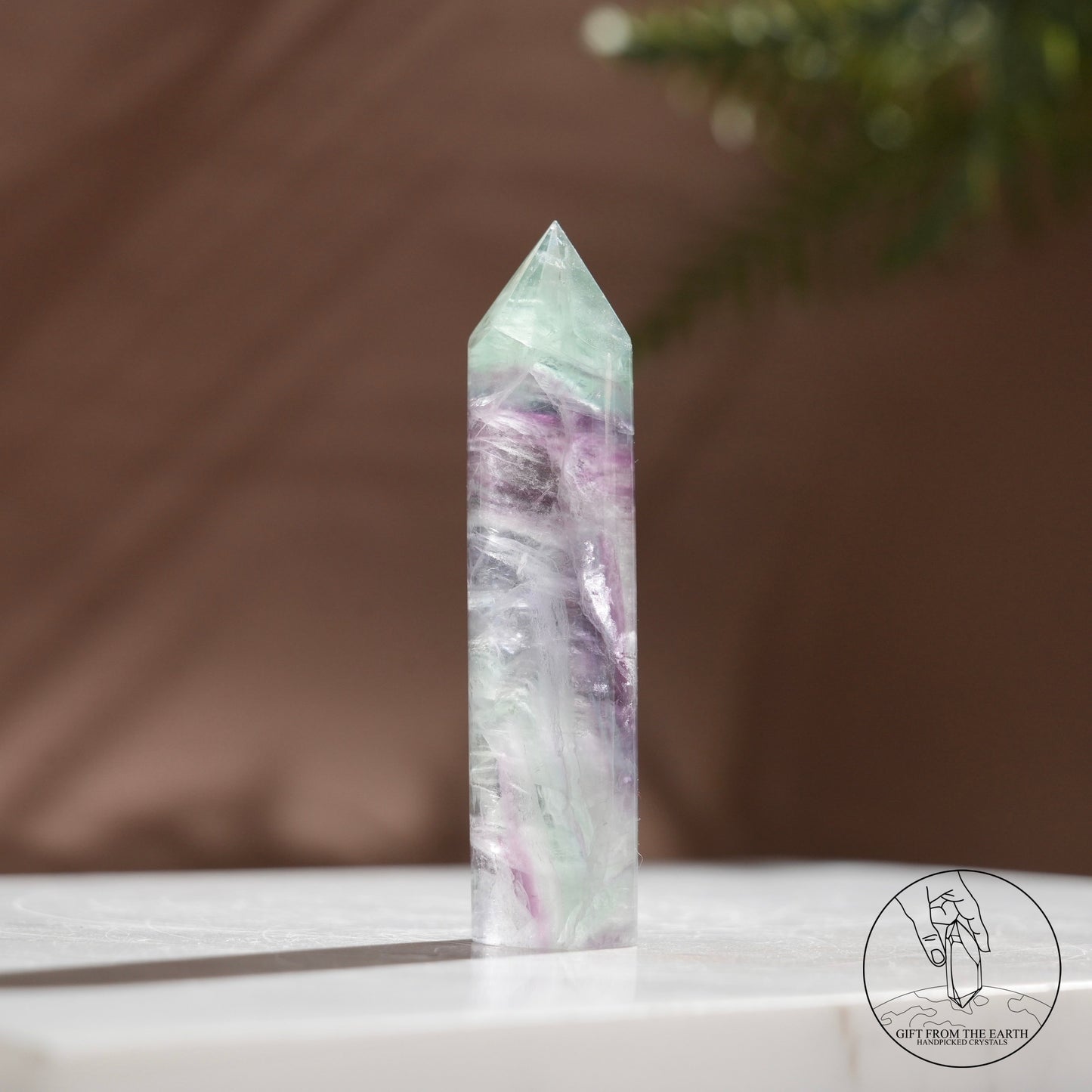 Purple-green fluorite column