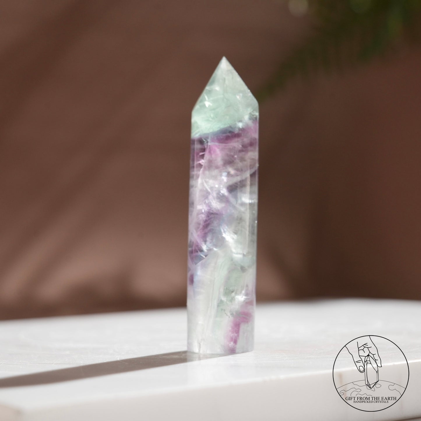 Purple-green fluorite column