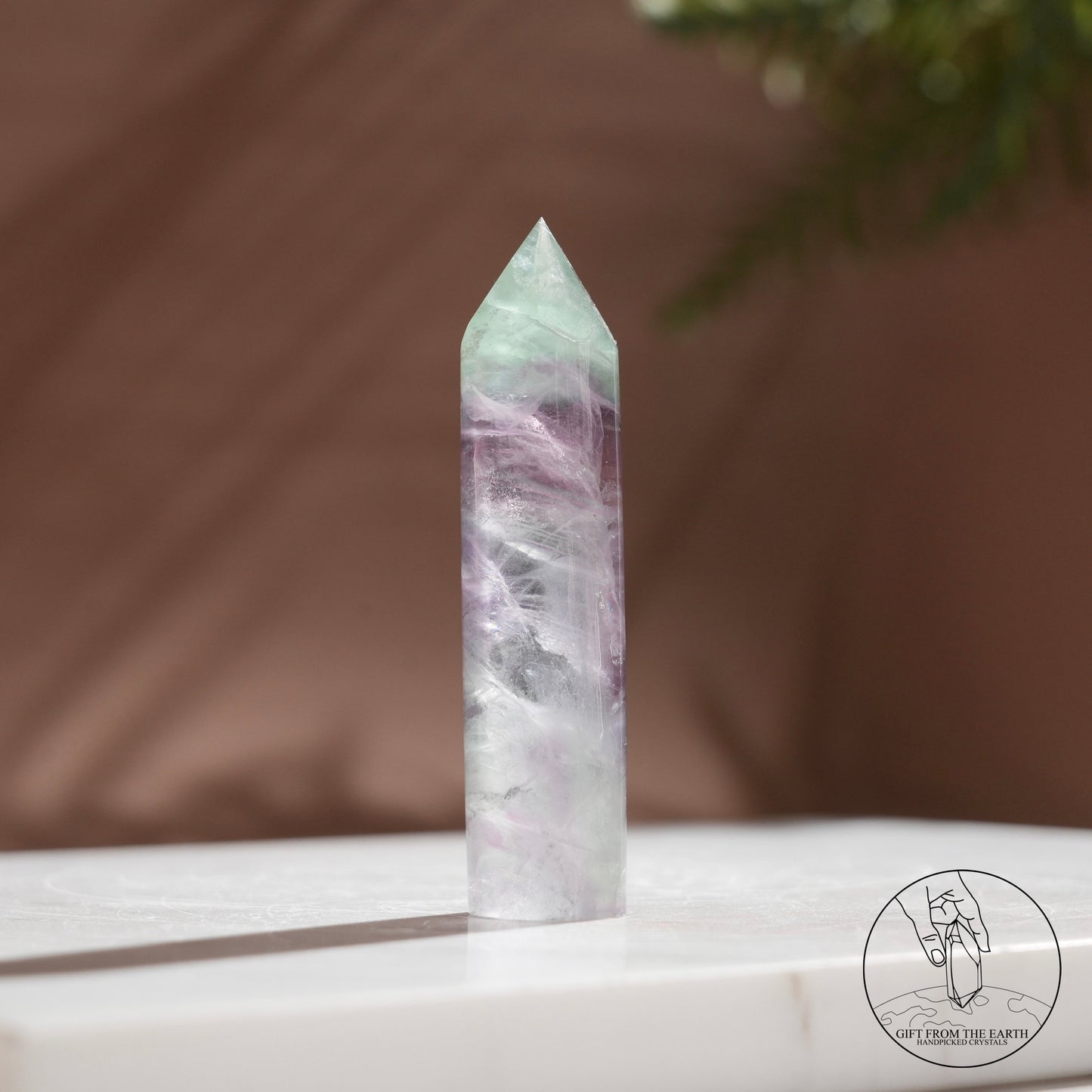 Purple-green fluorite column