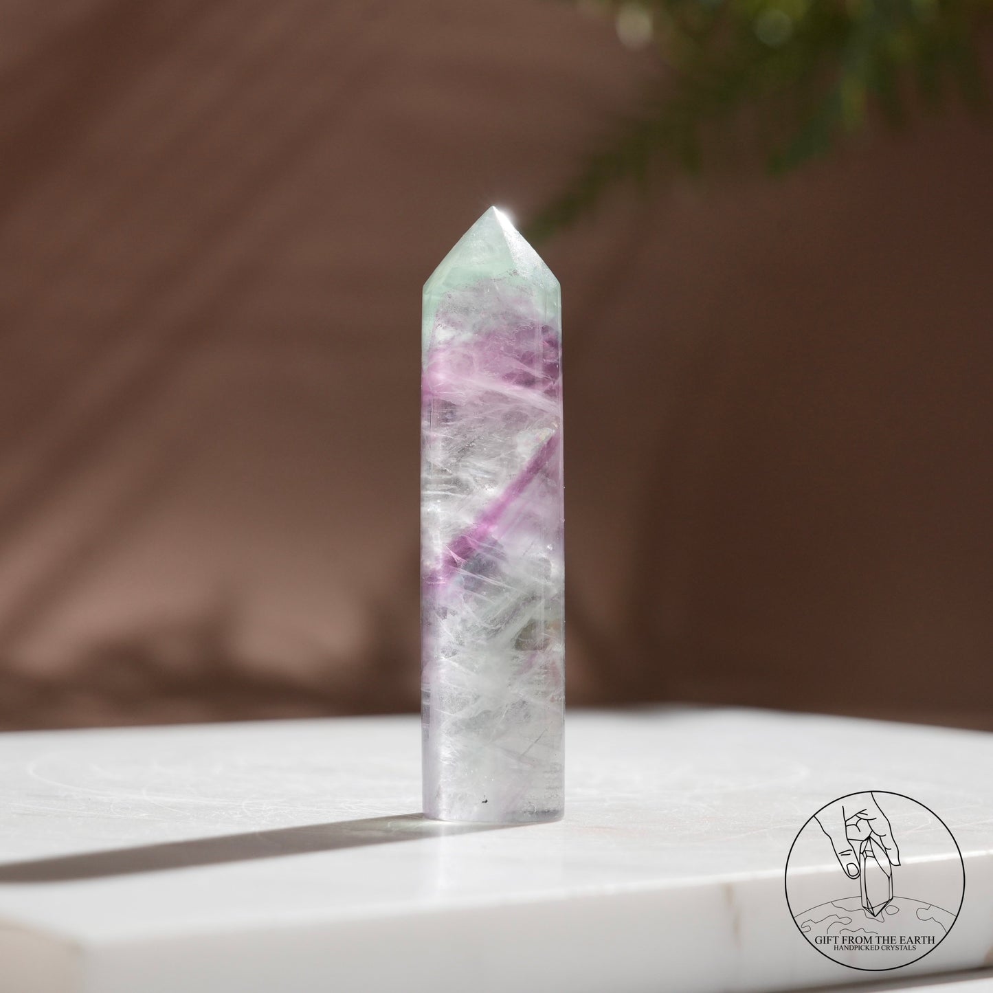 Purple-green fluorite column