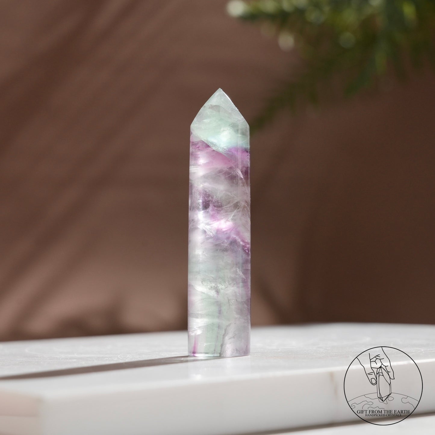 Purple-green fluorite column