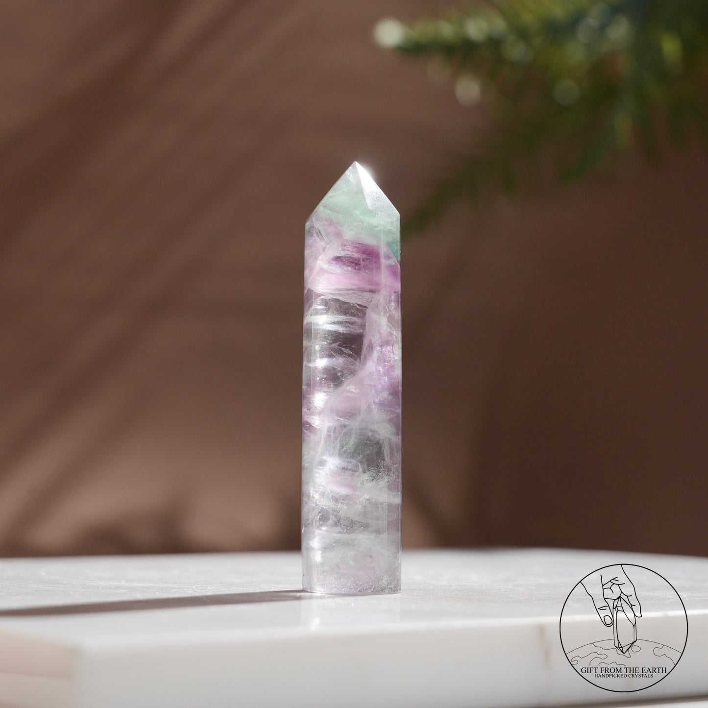 Purple-green fluorite column