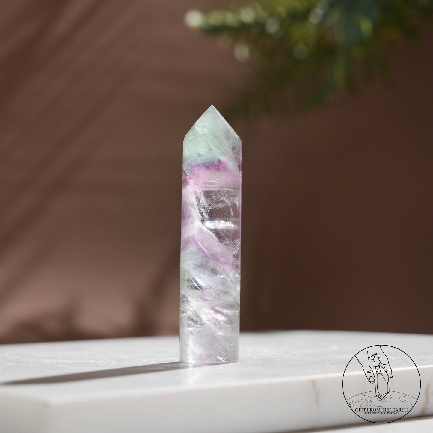 Purple-green fluorite column