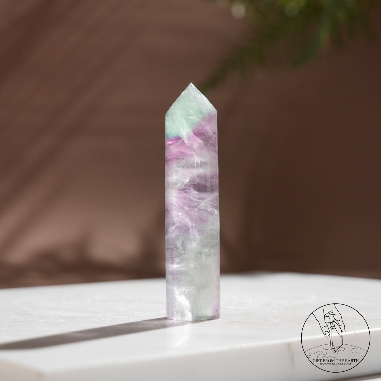 Purple-green fluorite column