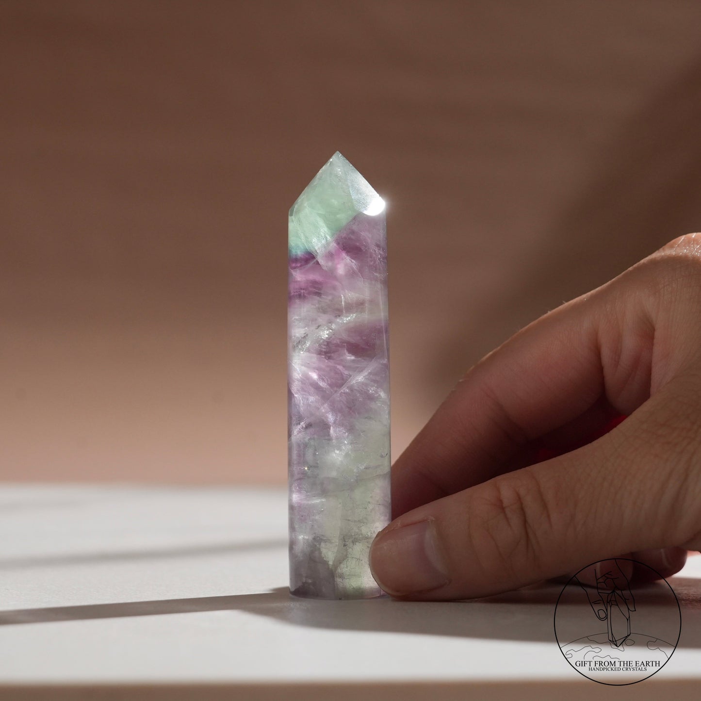 Purple-green fluorite column