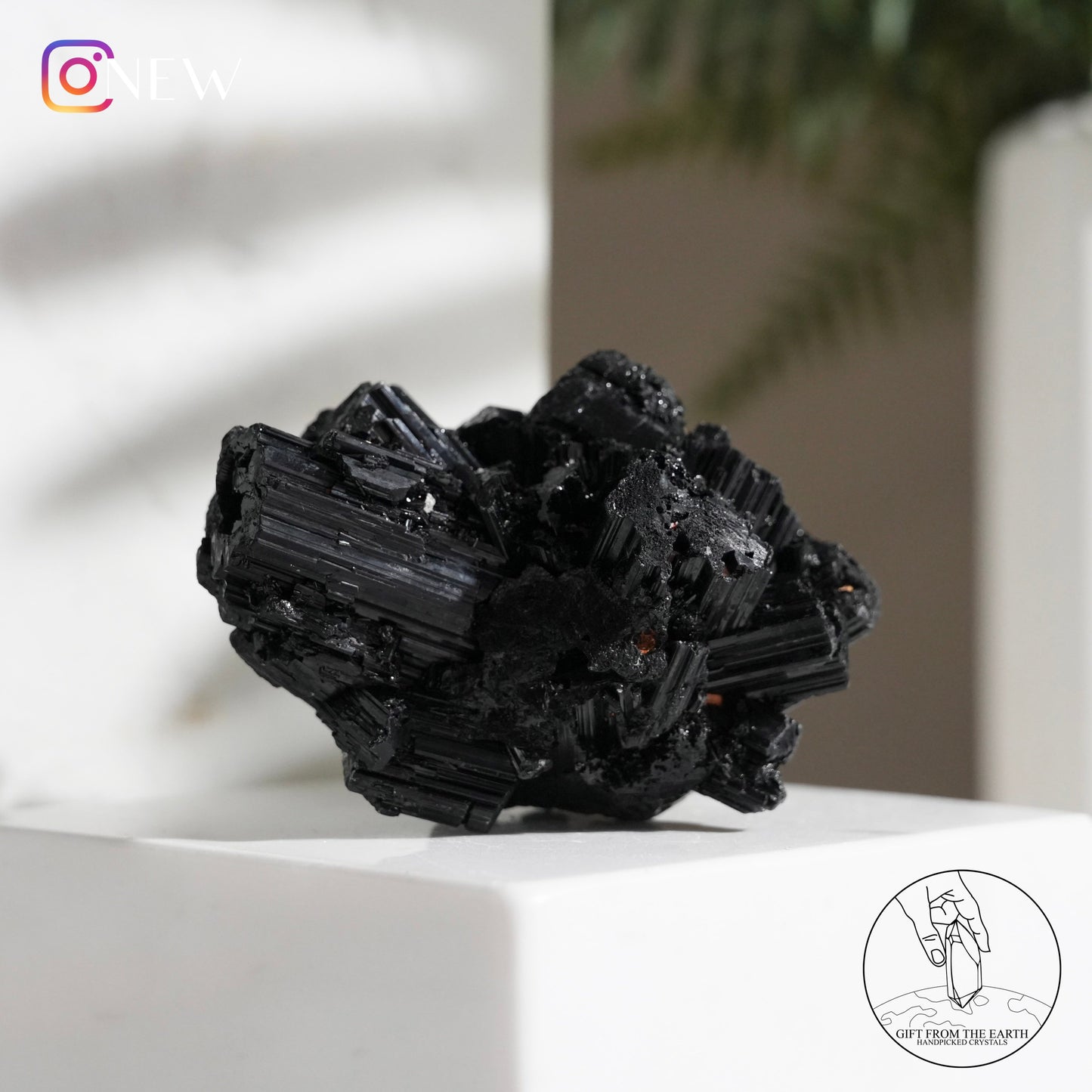 Namibian lustrous black tourmaline cluster