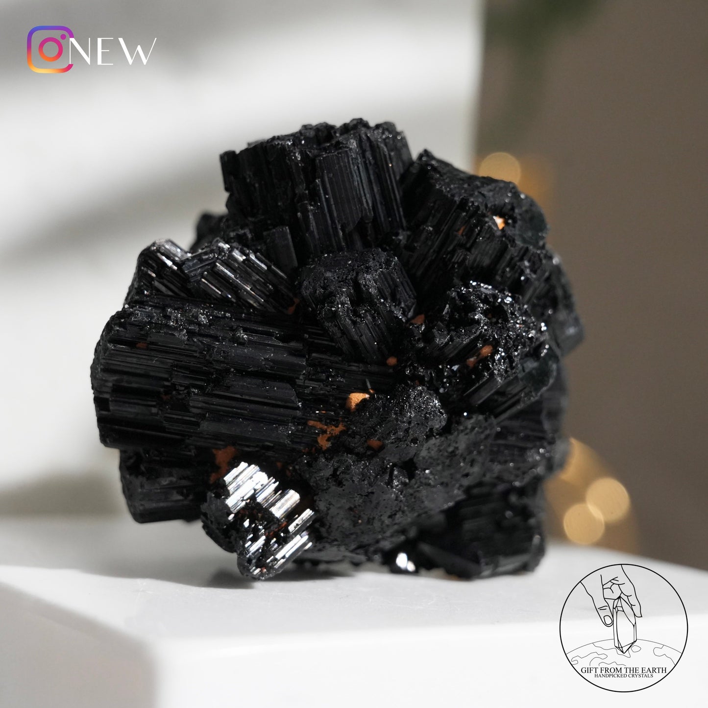 Namibian lustrous black tourmaline cluster