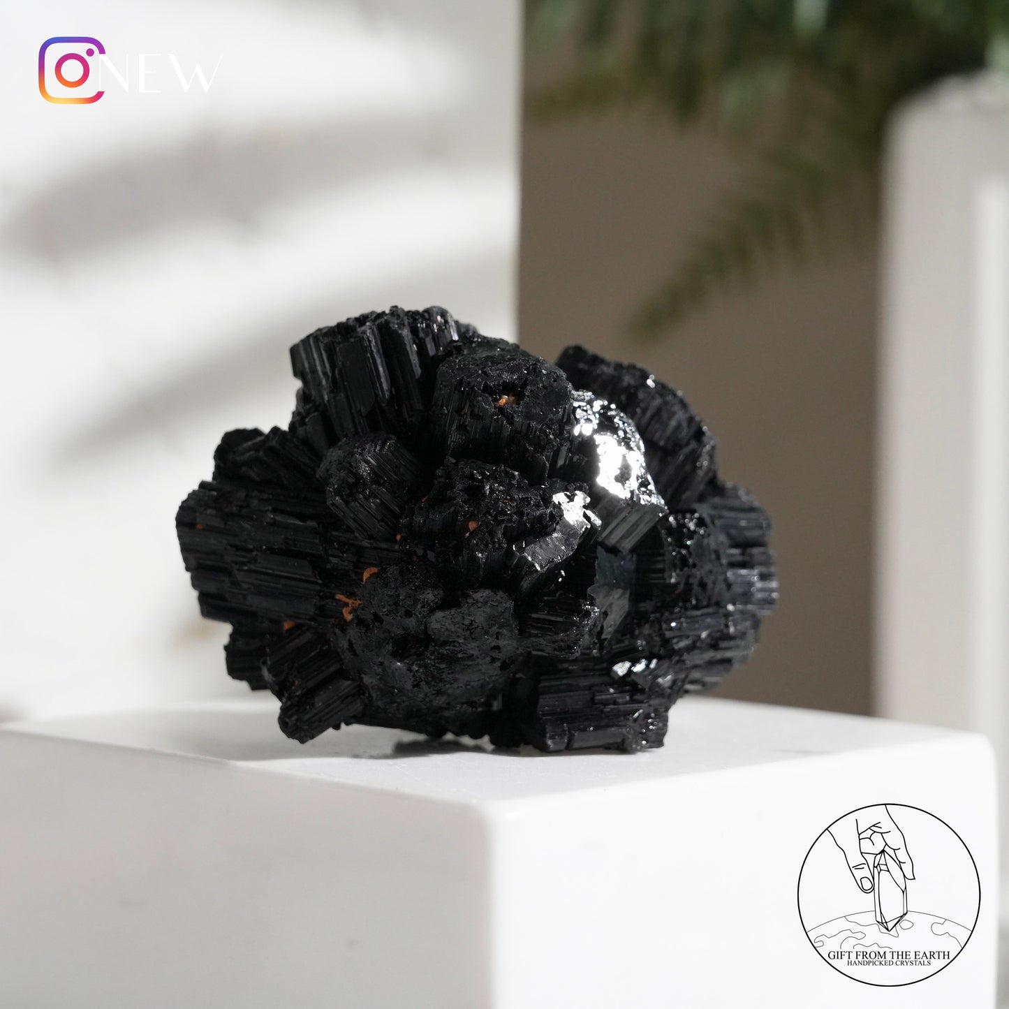 Namibian lustrous black tourmaline cluster