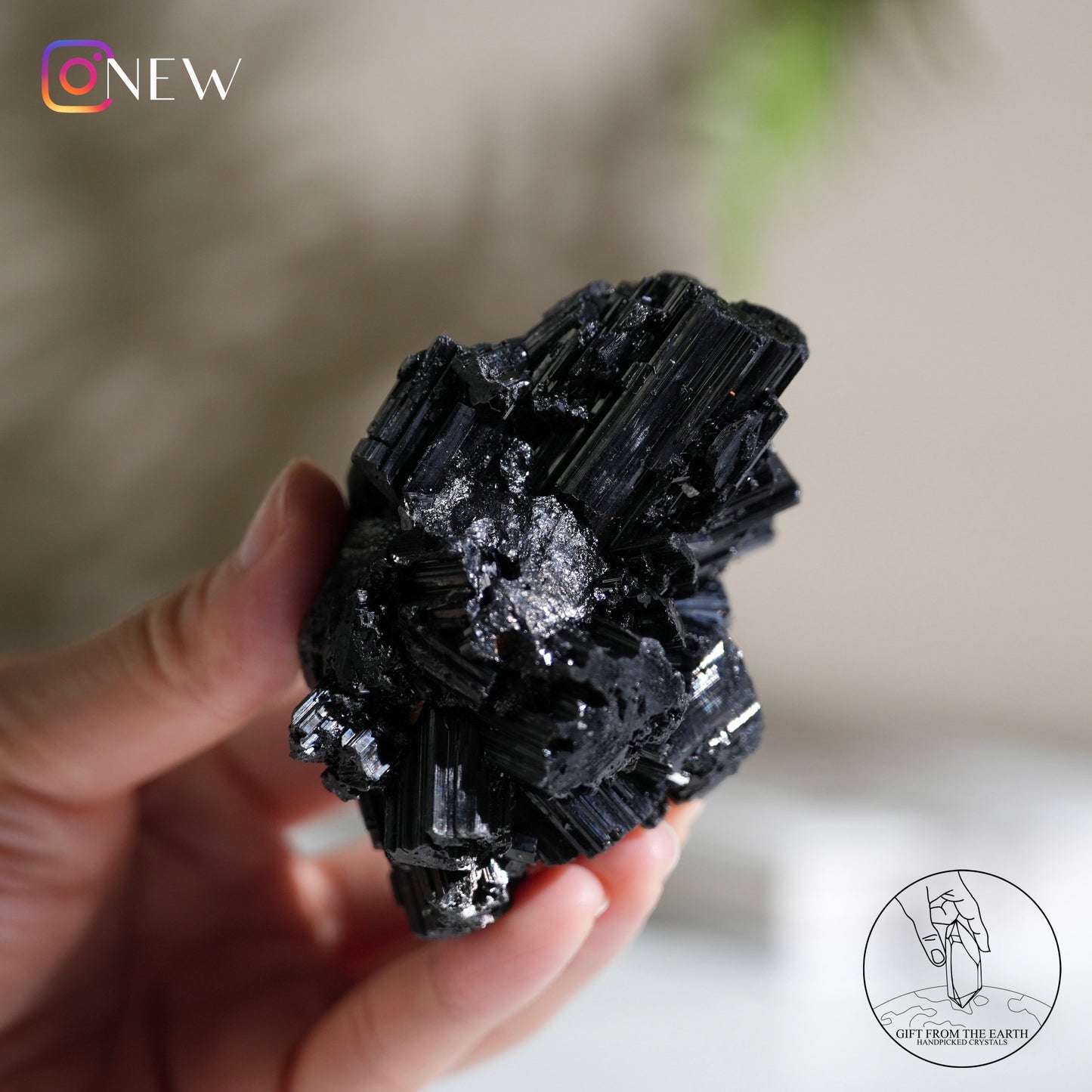 Namibian lustrous black tourmaline cluster