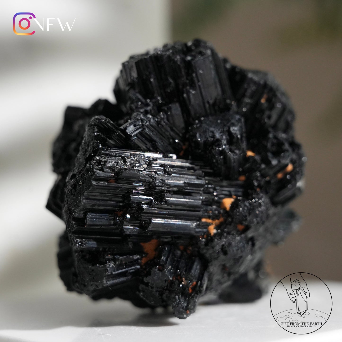 Namibian lustrous black tourmaline cluster