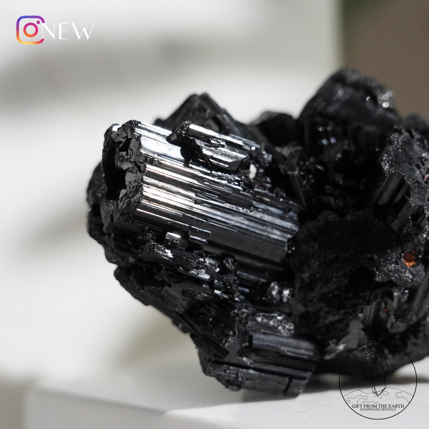 Namibian lustrous black tourmaline cluster