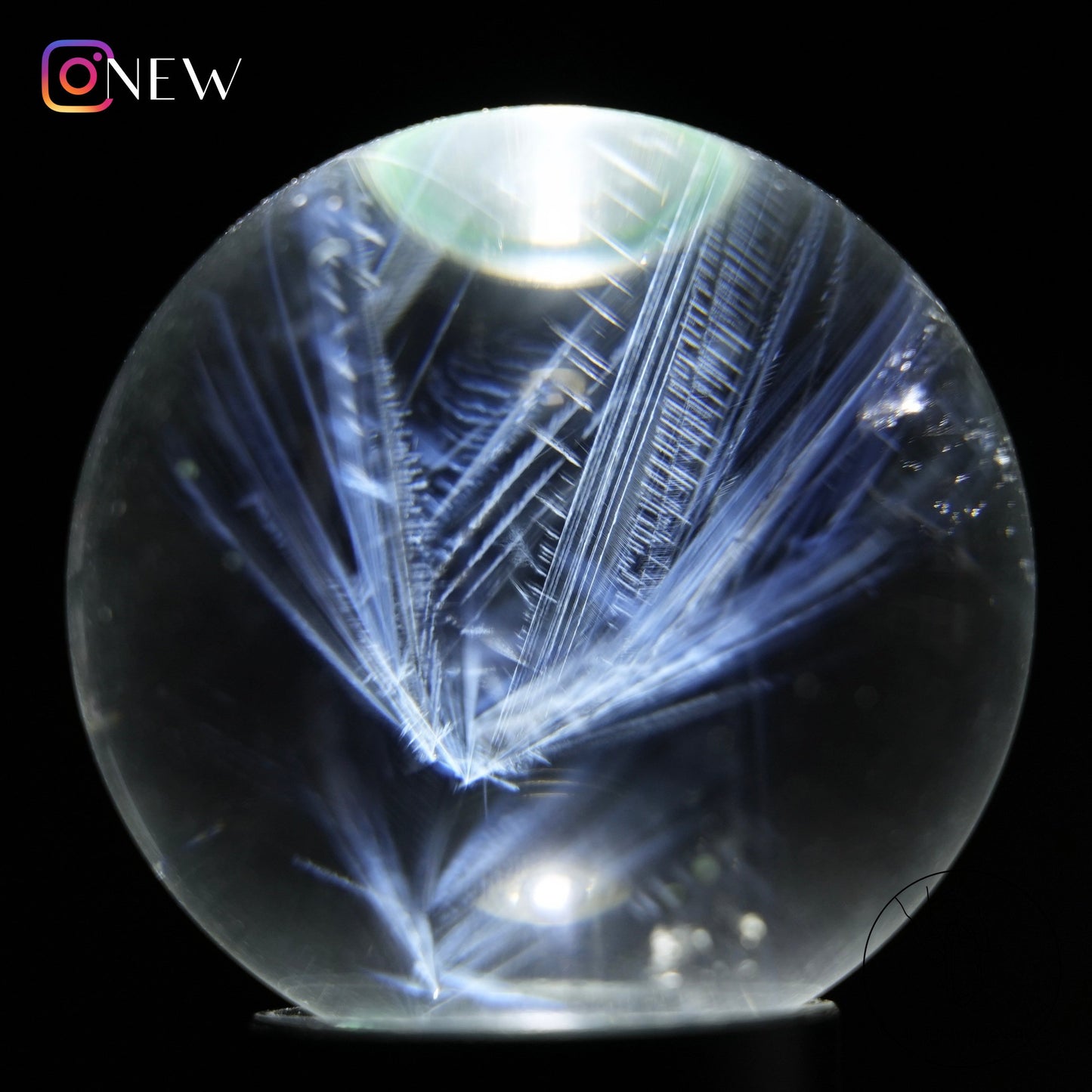 Blue needle quartz sphere