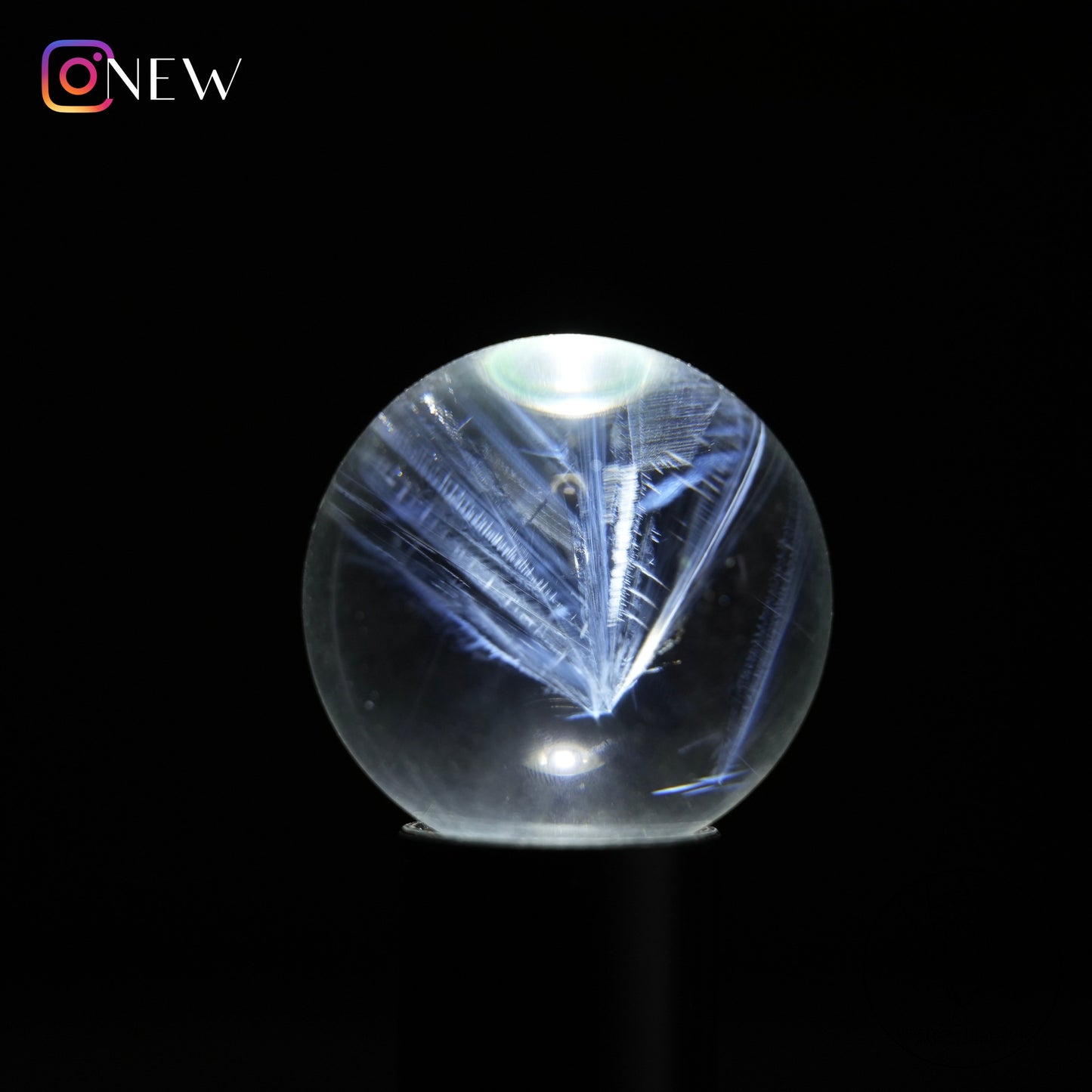 Blue needle quartz sphere