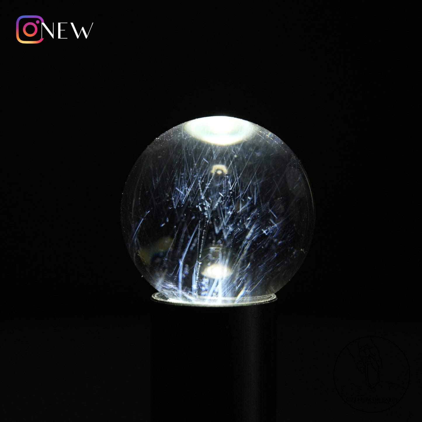 Blue needle quartz sphere