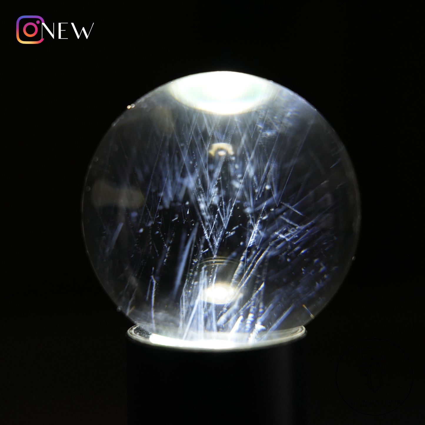 Blue needle quartz sphere