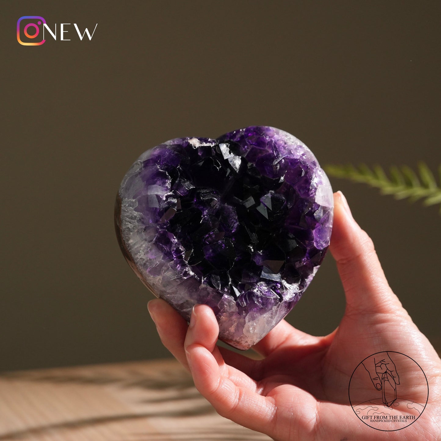 Heart-shaped amethyst cluster