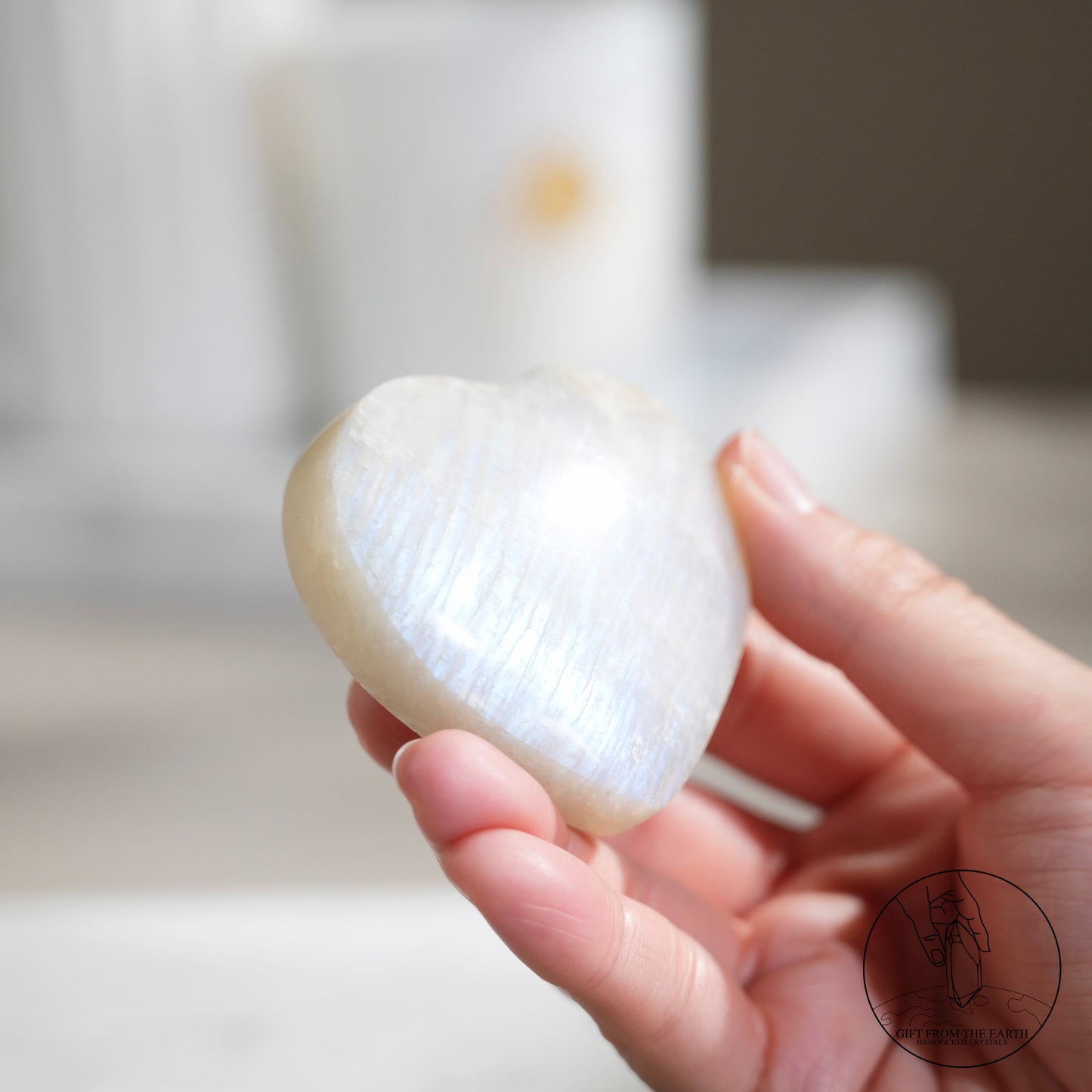 Sri Lankan white moonstone heart