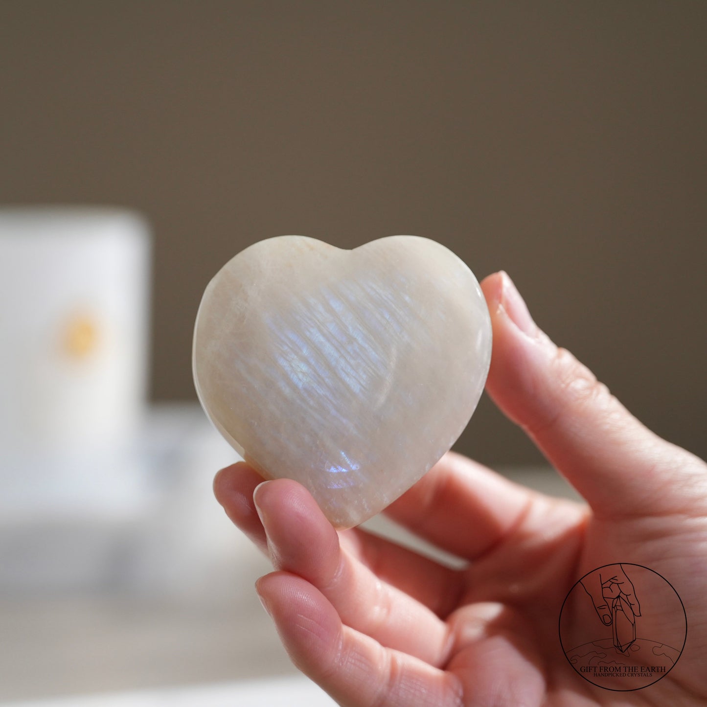 Sri Lankan white moonstone heart