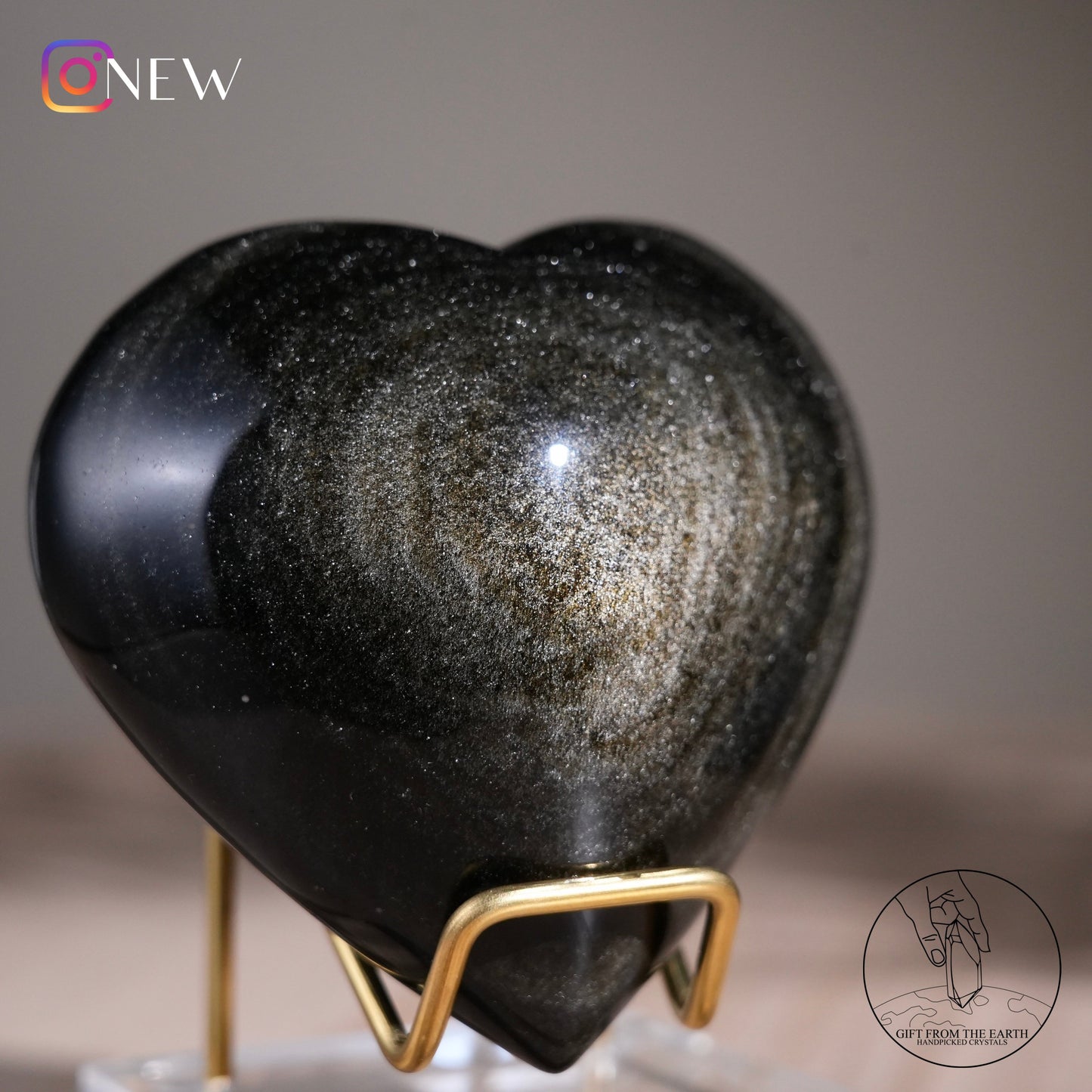 Golden obsidian heart