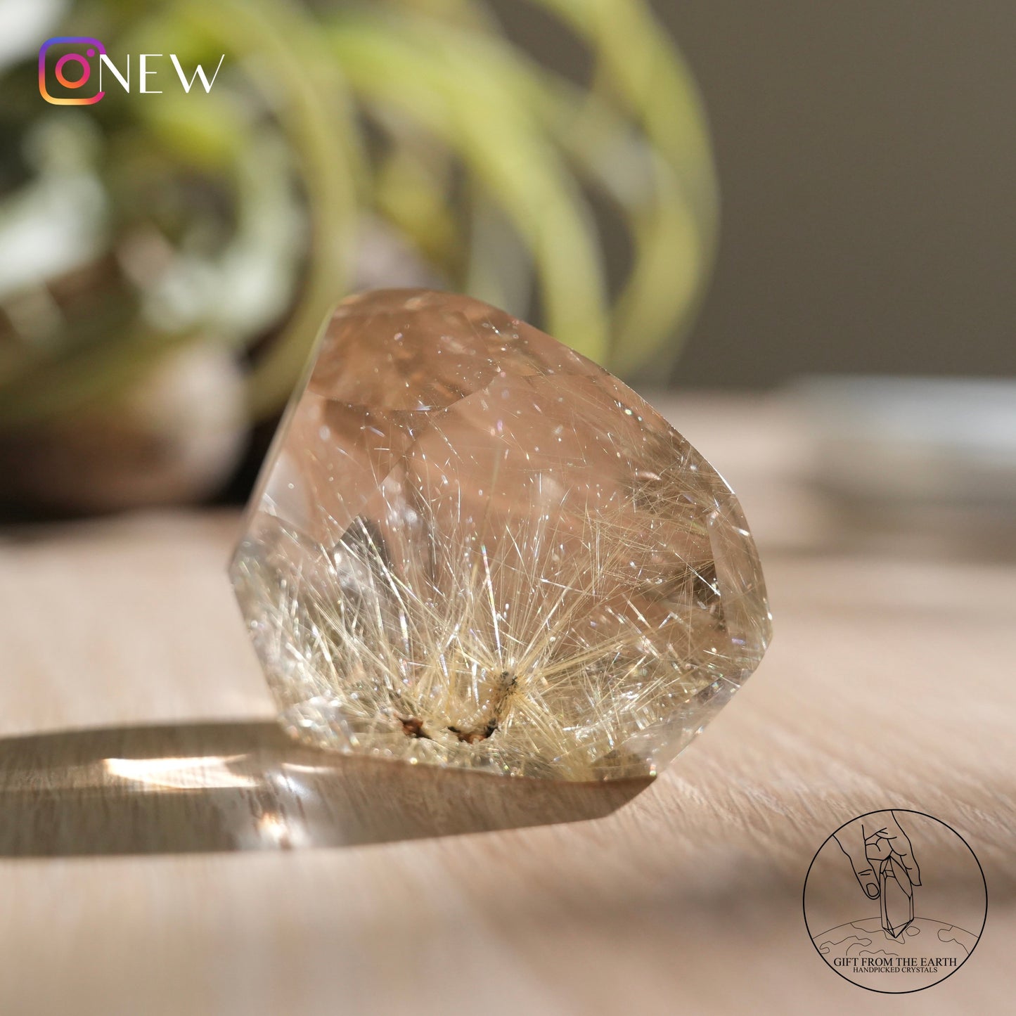 Golden rutilated quartz freeform