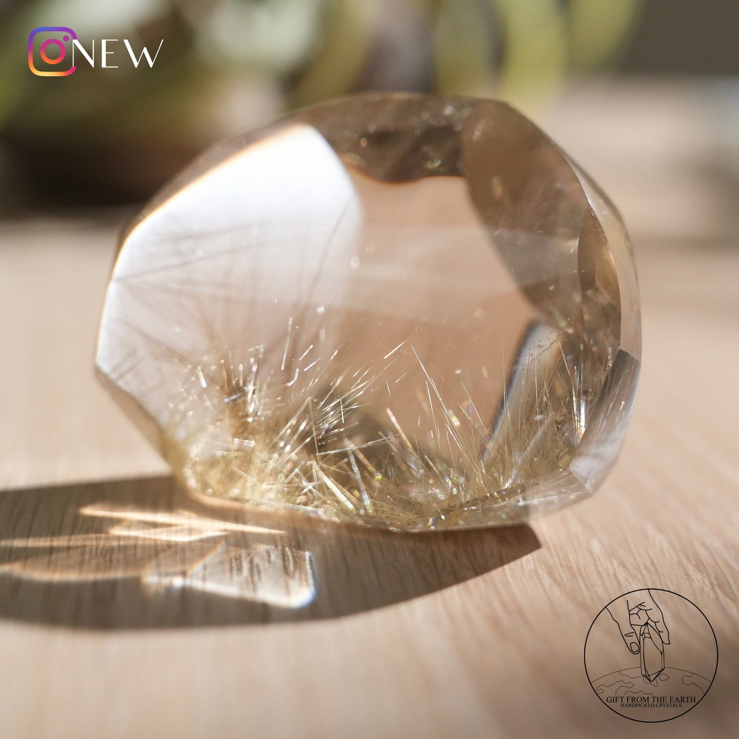 Golden rutilated quartz freeform